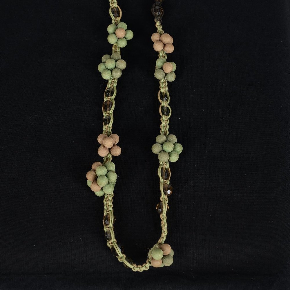 Anthropologie Beaded woven necklace with jewels